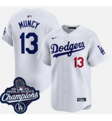 Men Los Angeles Dodgers 13 Max Muncy White 2025 World Series Champions Limited Stitched Baseball Jersey