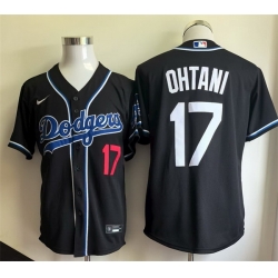 Men Los Angeles Dodgers 17 Shohei Ohtani Black Cool Base Stitched Baseball Jersey