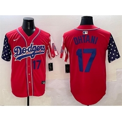 Men Los Angeles Dodgers 17 Shohei Ohtani Red Limited Stitched Baseball Jersey