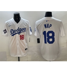 Men Los Angeles Dodgers 18 MVP White 2025 World Series Champions Patch Limited Stitched Baseball Jersey Men Los Angeles Dodgers 18 MVP White 2025 World Series Champions Patch Limited Stitched Baseball Jersey