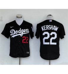 Men Los Angeles Dodgers 22 Clayton Kershaw Black Cool Base Stitched Baseball Jersey