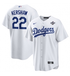 Men Los Angeles Dodgers 22 Clayton Kershaw White 2025 World Series Home Cool Base Stitched Baseball Jersey
