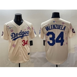 Men Los Angeles Dodgers 34 Fernando Valenzuela Cream 2025 Tokyo Series Limited Stitched Baseball Jersey
