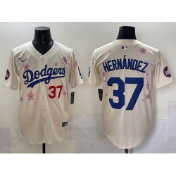 Men Los Angeles Dodgers 37 Teoscar Hernandez Cream 2025 Tokyo Series Limited Stitched Baseball Jersey