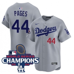Men Los Angeles Dodgers 44 Andy Pages Grey 2024 World Series Champions Limited Stitched Baseball Jersey