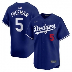 Men Los Angeles Dodgers 5 Freddie Freeman Royal Limited Stitched Baseball Jersey