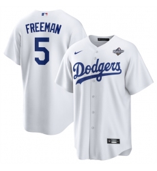 Men Los Angeles Dodgers 5 Freddie Freeman White 2025 World Series Home Cool Base Stitched Baseball Jersey