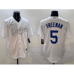 Men Los Angeles Dodgers 5 Freddie Freeman White Fashion Cool Base Stitched Baseball Jersey
