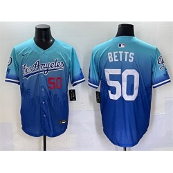 Men Los Angeles Dodgers 50 Mookie Betts Blue Limited Stitched Baseball Jersey
