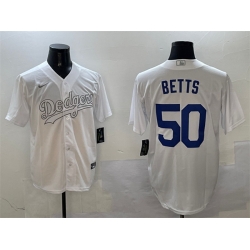 Men Los Angeles Dodgers 50 Mookie Betts White Fashion Cool Base Stitched Baseball Jersey