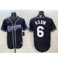 Men Los Angeles Dodgers 6 H S Kim Black Cool Base Stitched Baseball Jersey