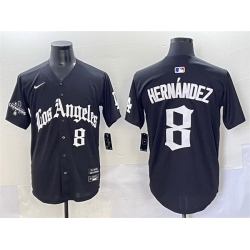 Men Los Angeles Dodgers 8 Enrique Hernandez Black Mexico 2025 LA Gothic Style With 2024 World Series Champions Patch Vapor Premier Limited Stitched Basebal