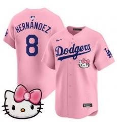 Men Los Angeles Dodgers 8 Enrique Hernandez Pink 2025 Hello Kitty Vapor Limited Stitched Baseball Jersey