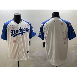 Men Los Angeles Dodgers Blank White Royal 2025 Tokyo Series Limited Stitched Baseball Jersey