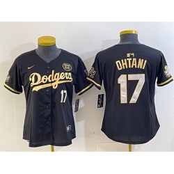 Women Los Angeles Dodgers 17 Shohei Ohtani Black Gold 2024 World Series With Fernando Patch Vapor Limited Stitched Baseball Jersey
