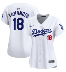 Women Los Angeles Dodgers 18 Yoshinobu Yamamoto White Flex Base Stitched Jersey