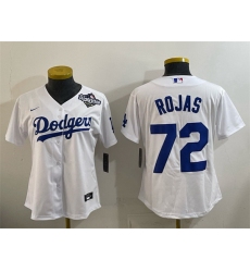 Women Los Angeles Dodgers 72 Miguel Rojas White 2025 World Series Home Cool Base Stitched Baseball Jersey 