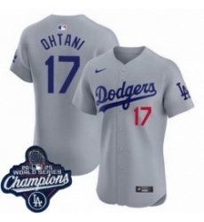 Toddler Los Angeles Dodgers Ohtani 17 Cool Base 2025 World Champions Stitched Baseball Jersey Gray Toddler Los Angeles Dodgers Ohtani 17 Cool Base 2025 World Champions Stitched Baseball Jersey Gray