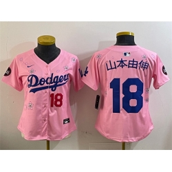 Youth Los Angeles Dodgers 18  Yoshinobu Yamamoto Pink 2025 Tokyo Series Limited Stitched Baseball Jersey