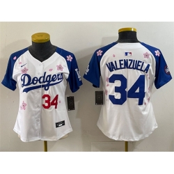 Youth Los Angeles Dodgers 34 Fernando Valenzuela White Royal 2025 Tokyo Series Limited Stitched Baseball Jersey