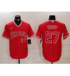Men Los Angeles Angels 27 Mike Trout Red Stitched Baseball Jersey