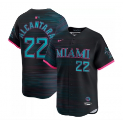 Men Miami Marlins 22 Sandy Alcantara Black 2025 City Connect Limited Stitched Baseball Jersey