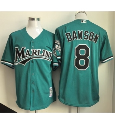 Men Miami Marlins 8 Andre Dawson Teal Throwback Stitched Baseball Jersey