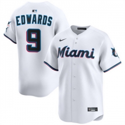 Men Miami Marlins 9 Xavier Edwards White 2024 Home Limited Stitched Baseball Jersey