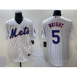 Men New York Mets 5 David Wright White Stitched Baseball Jersey