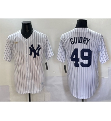 Men New York Yankees 49 Ron Guidry White Cool Base Stitched Baseball Jersey