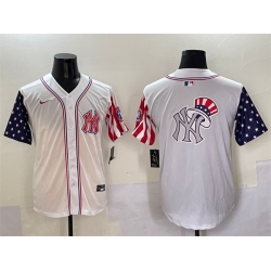 Men New York Yankees Team Big Logo White American Style Limited Stitched Baseball Jersey 002