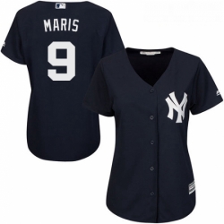 Womens Majestic New York Yankees 9 Roger Maris Replica Navy Blue Alternate MLB Jersey