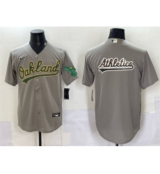 Men Oakland Athletics Team Big Logo Grey Cool Base Stitched Baseball Jersey 1