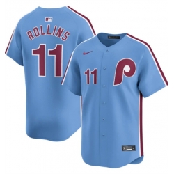 Men Philadelphia Phillies 11 Jimmy Rollins Light Blue Alternate Limited Stitched Jersey