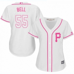 Womens Majestic Pittsburgh Pirates 55 Josh Bell Authentic White Fashion Cool Base MLB Jersey 