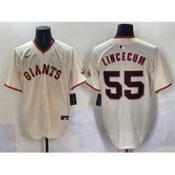 Men San Francisco Giants 55 Tim Lincecum Cream 2024 Home Limited Stitched Baseball Jersey
