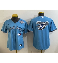 Women Toronto Blue Jays Team Big Logo Blue 2025 World Series Cool Base Stitched Baseball Jersey 