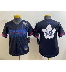 Youth Toronto Blue Jays  26 Leafs Navy 2025 World Series City Connect With White Leafs Logo Limited Stitched Baseball Jersey