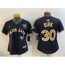 Youth Toronto Blue Jays 30 Alejandro Kirk Black Gold 2025 American League Champions Limited Stitched Baseball Jersey