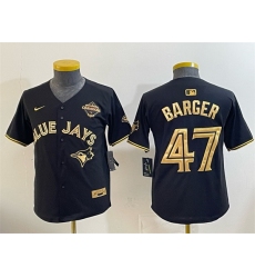 Youth Toronto Blue Jays 47 Addison Barger Black Gold 2025 American League Champions Limited Stitched Baseball Jersey