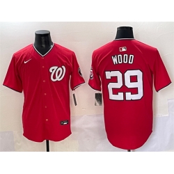 Men Washington Nationals 29 James Wood Red Limited Stitched Baseball Jersey