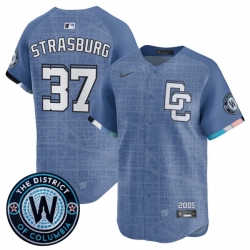 Men Washington Nationals 37 Stephen Strasburg Blue 2025 City Connect Limited Stitched Baseball Jersey