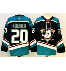 Men Anaheim Ducks 20 Chris Kreider Black Teal 2024 25 Stitched Jersey
