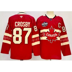 Men Canada 87 Sidney Crosby Red 2025 4 Nations Face Off Premium With C Patch Stitched Jersey