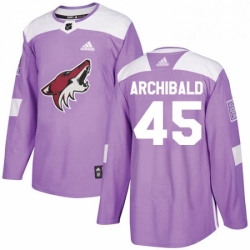 Youth Adidas Arizona Coyotes 45 Josh Archibald Authentic Purple Fights Cancer Practice NHL Jersey 