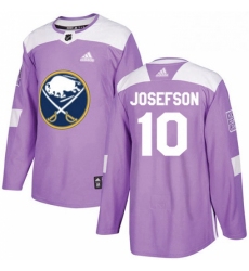 Mens Adidas Buffalo Sabres 10 Jacob Josefson Authentic Purple Fights Cancer Practice NHL Jersey 