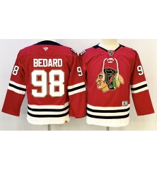 Youth Chicago Blackhawks 98 Connor Bedard Red 2025 Home 100th Anniversary Stitched Hockey Jersey Youth Chicago Blackhawks 98 Connor Bedard Red 2025 Home 100th Anniversary Stitched Hockey Jersey