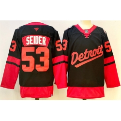 Men Detroit Red Wings 53 Moritz Seider Black 2024 25 Stitched Jersey