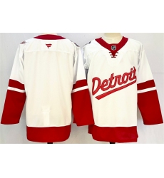 Men Detroit Red Wings Blank White Red 2024 25 Stitched Jersey