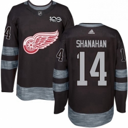Mens Adidas Detroit Red Wings 14 Brendan Shanahan Premier Black 1917 2017 100th Anniversary NHL Jersey 